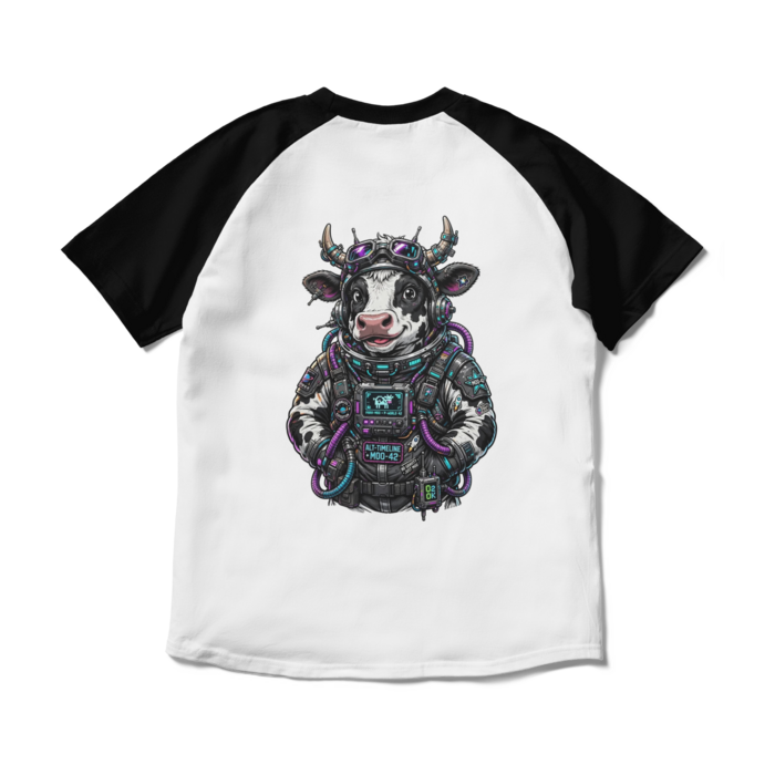 ラグランTシャツ - M - ホワイト×ブラック(1)
