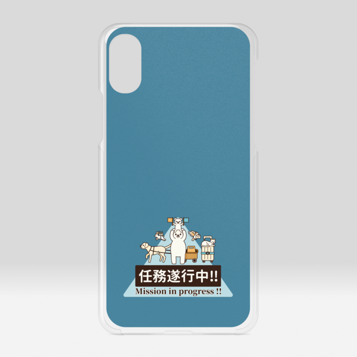 クリアiPhoneケース　くすみ青緑色　iPhone X / XS
