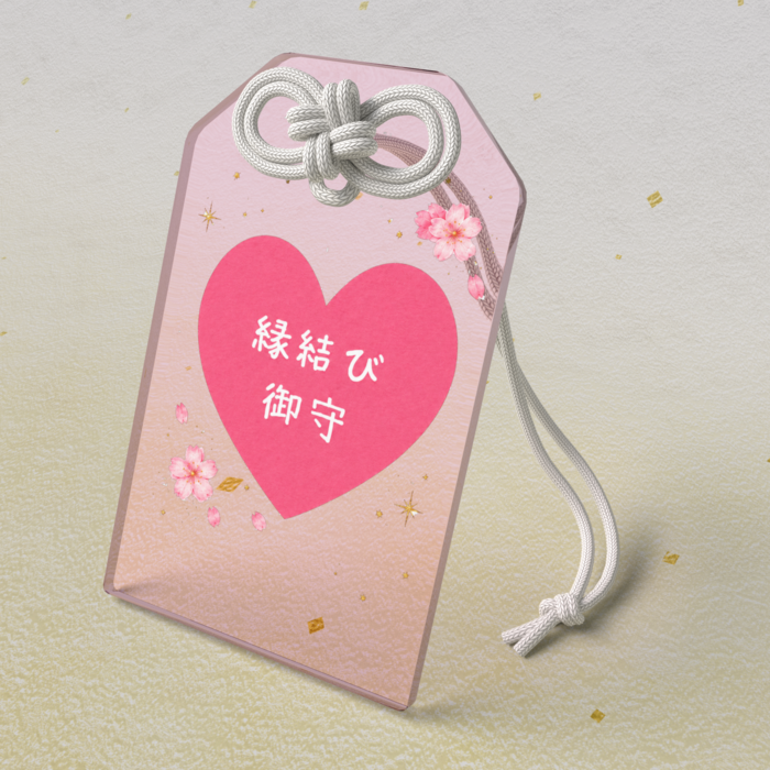 ピンクアクリルお守り - 50 × 80mm