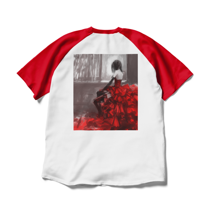 ラグランTシャツ - XL - ホワイト×レッド(1)