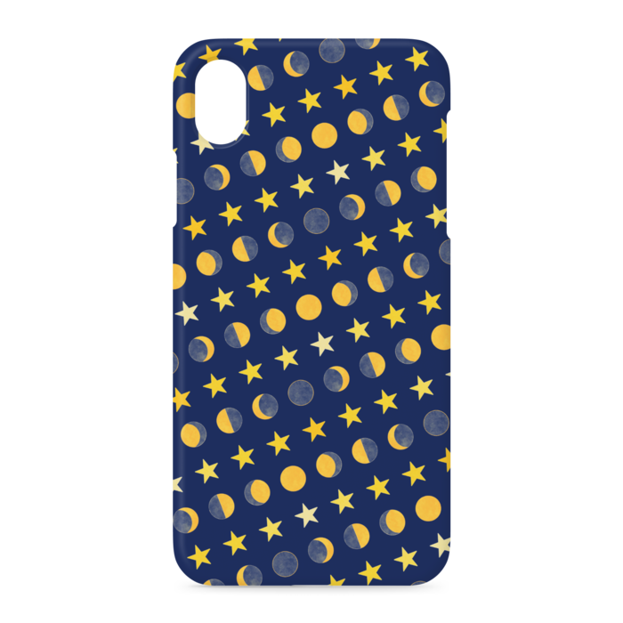 iPhoneケース・月と星・紺:iPhone XR - 側面あり