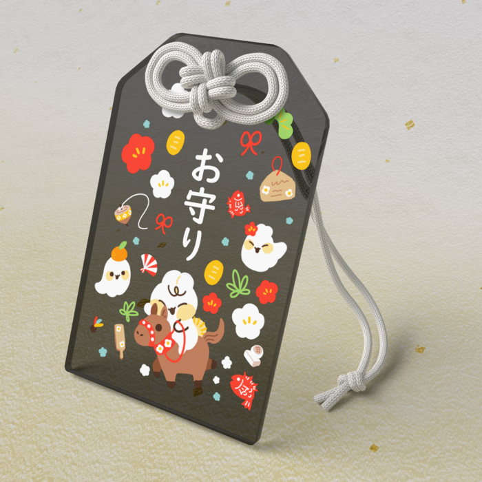 墨色 アクリルお守り - 50 × 80mm