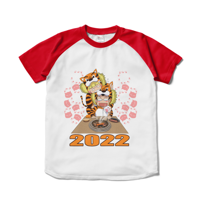 ラグランTシャツ - S - ホワイト×レッド