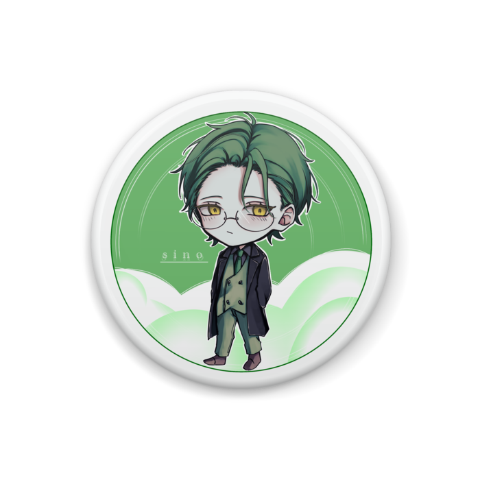 緑と雲のSD缶バッジ - 32mm