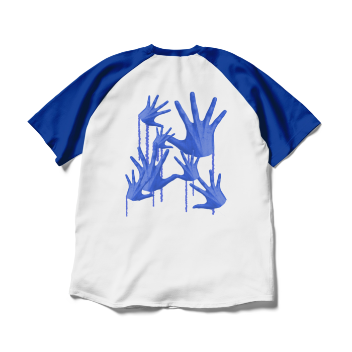 ラグランTシャツ - XL - ホワイト×ロイヤルブルー