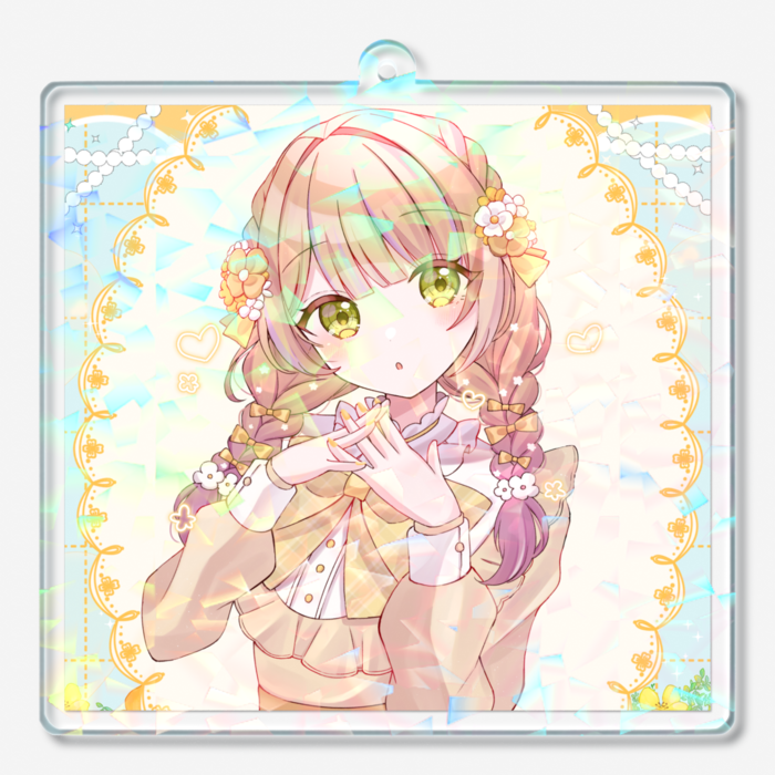 ホログラムアクリルキーホルダー𖧷三つ編み - 70 × 70mm