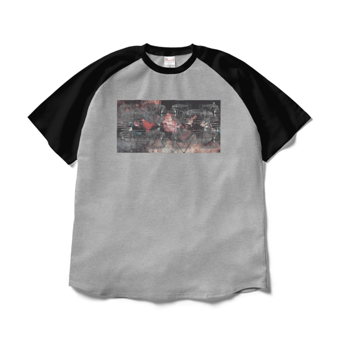 ラグランTシャツ - XL - 杢グレー×ブラック