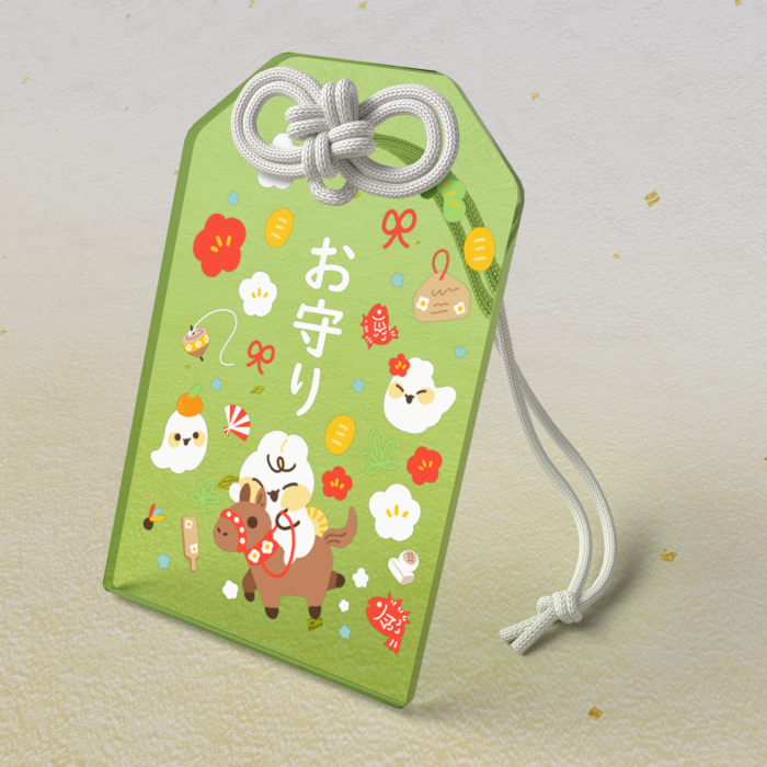 萌黄色 アクリルお守り - 50 × 80mm