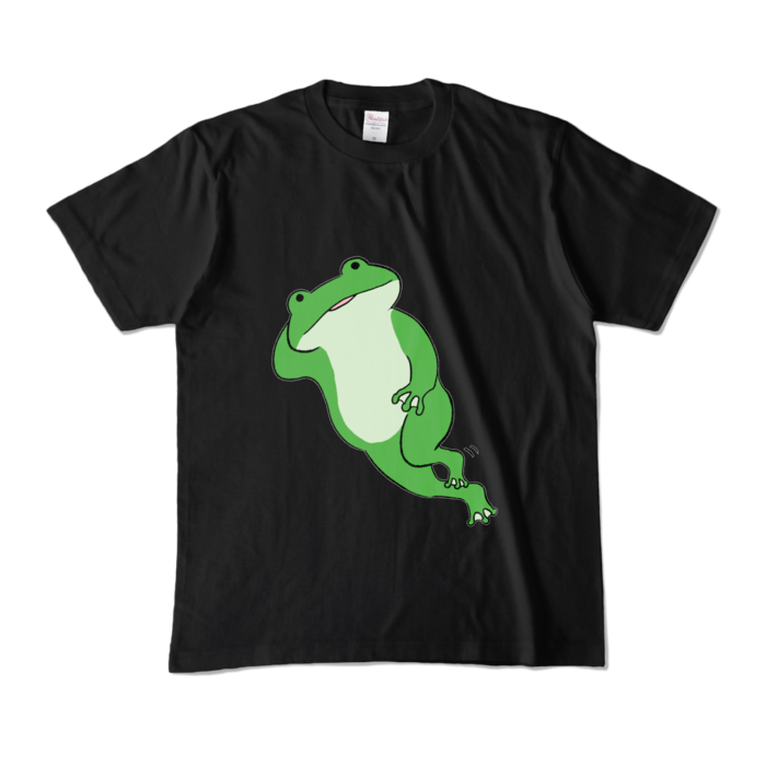 だらだらかえるTシャツ - M - ブラック (濃色)
