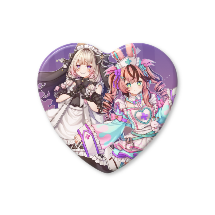 ハート缶バッジ - 57 × 52.5mm