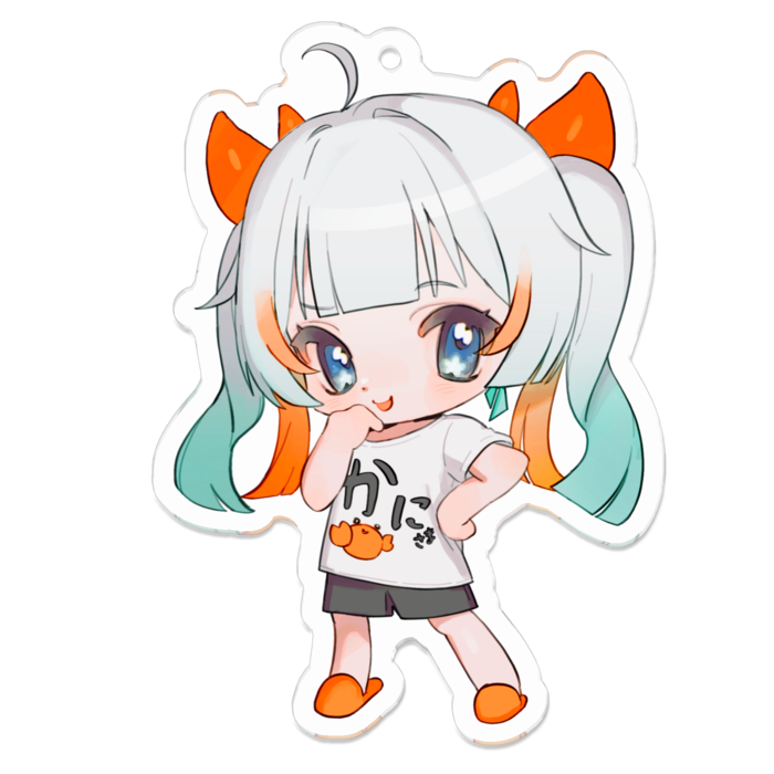 夏ちびカニちゃそアクリルキーホルダー70x70mm
