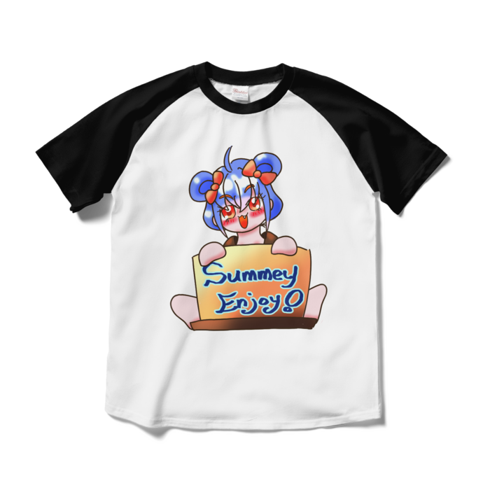 ラグランTシャツ - M - ホワイト×ブラック