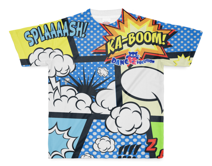 アメコミ風Ｔシャツ　ブルー  - M - 両面印刷