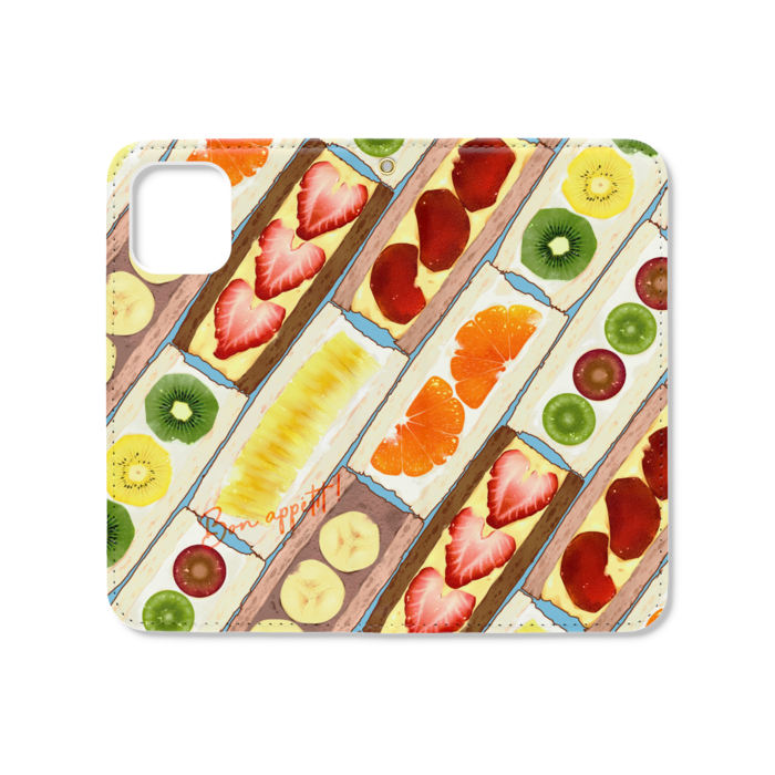 手帳型iPhoneケース(ベルトなし) - iPhone12 mini - ストラップ穴 あり