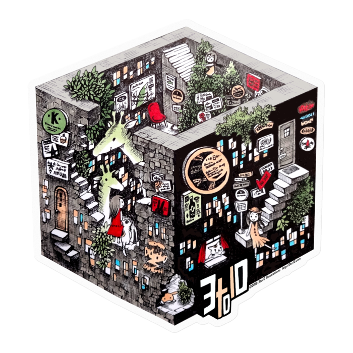 ステッカー - 100 x 100 (mm)縁取り-透明