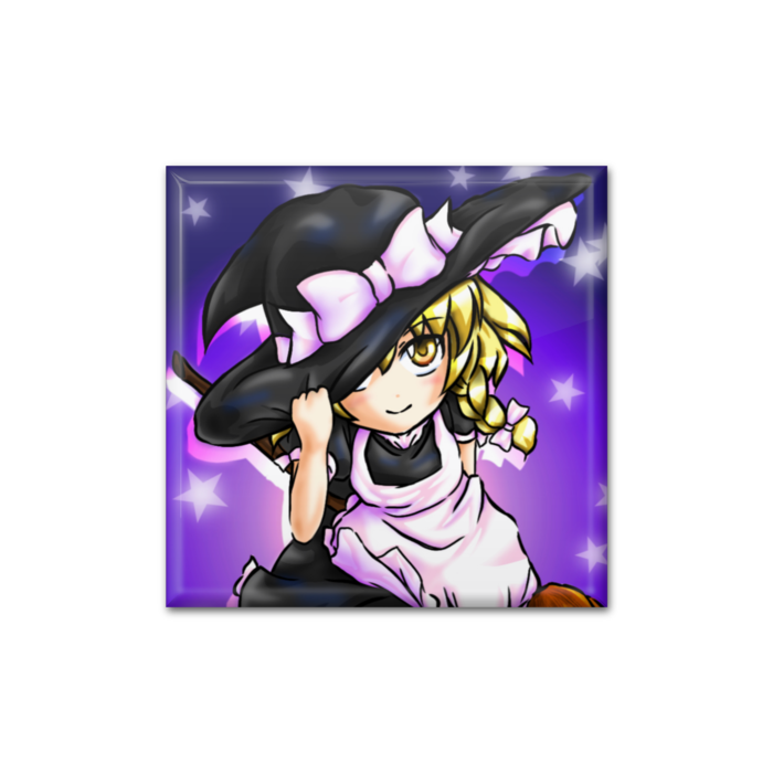 魔理沙缶バッジ - 四角形40mm