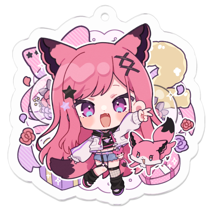 アクリルキーホルダー1(きつね耳あり) - 50 x 50 (mm)