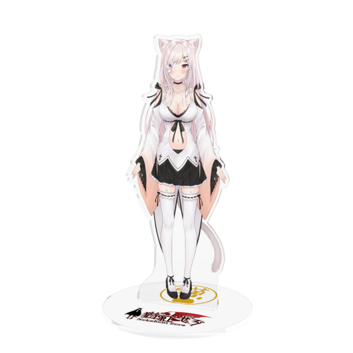 【大きめVer.】アクリルフィギュア花ありType A 160x160【猫紅ぜろ/Vtuber】