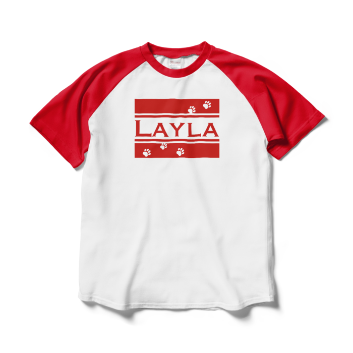 ラグランTシャツ - L - ホワイト×レッド