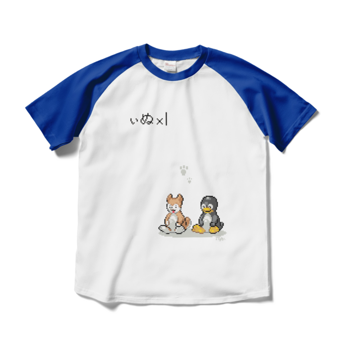 ラグランTシャツ - M - ホワイト×ロイヤルブルー