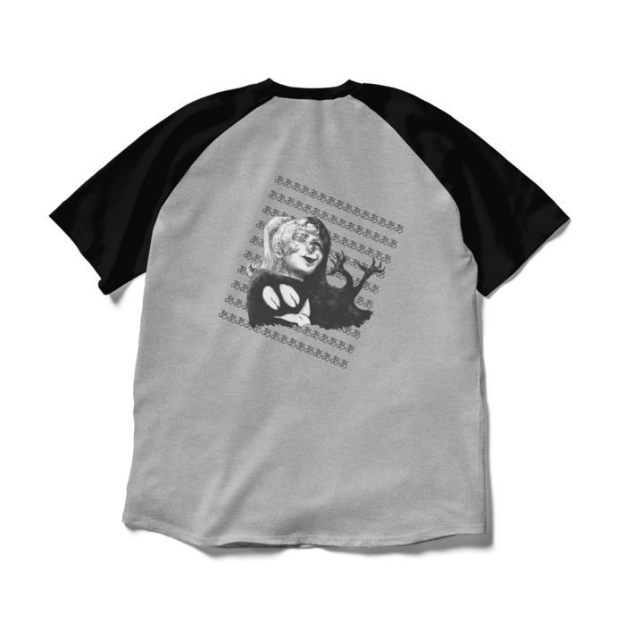 ラグランTシャツ - XL - 杢グレー×ブラック
