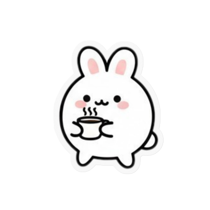ステッカー （うさもっちコーヒーブレイク）- 100 x 100 (mm)