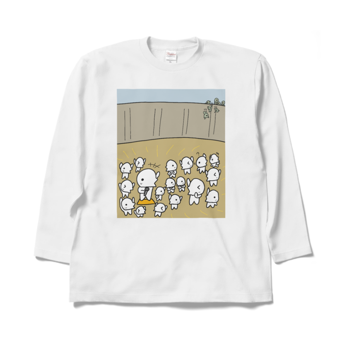 ロングスリーブTシャツ - XL - ホワイト(ワールドウォーのゾンビ襲撃シーン)