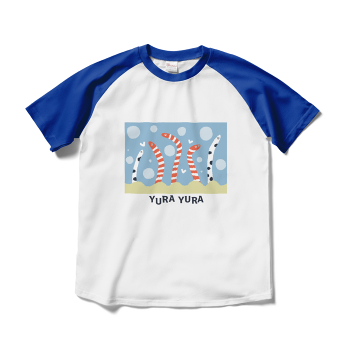 ラグランTシャツ - M - ホワイト×ロイヤルブルー