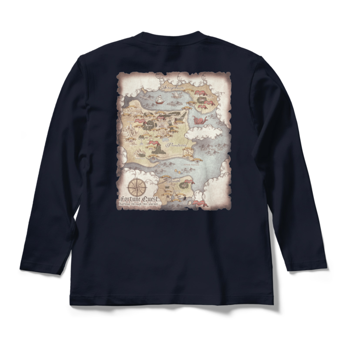背面マップロングスリーブTシャツ - M - ネイビー