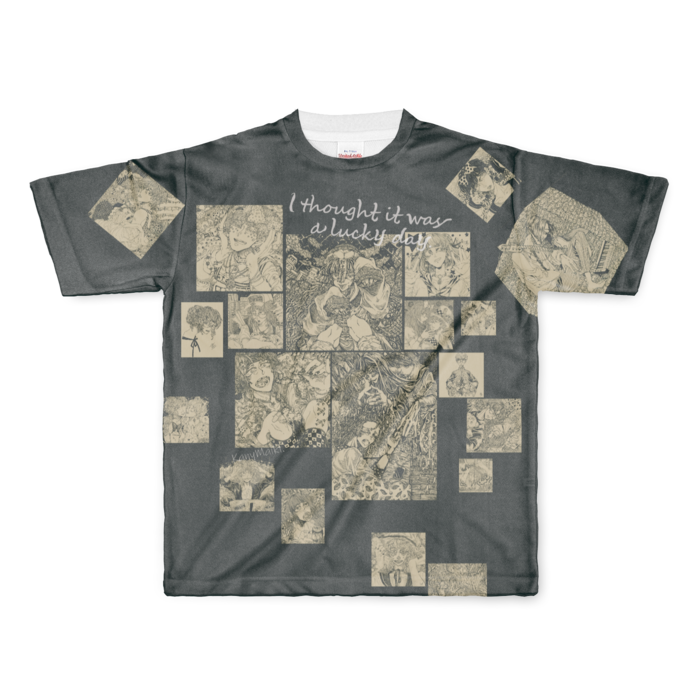 モノクロペン画コラージュTシャツ - KanyMaiki-Online-SHOP - BOOTH