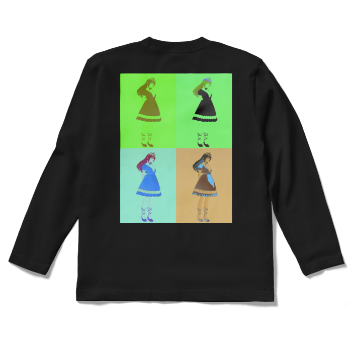 黒ロングスリーブTシャツ - S - (緑模様)