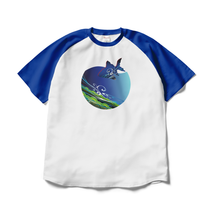 ラグランTシャツ - XL - ホワイト×ロイヤルブルー