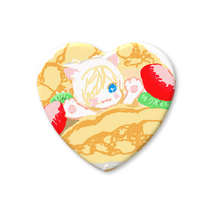 ハート缶バッジ - 57 × 52.5mm