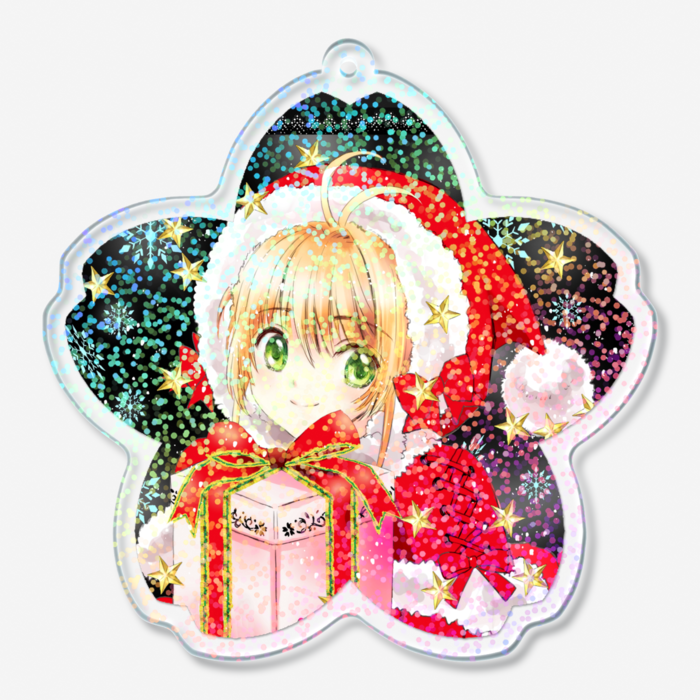ホログラムアクリルキーホルダー - 70 × 70mm(サンタ服)