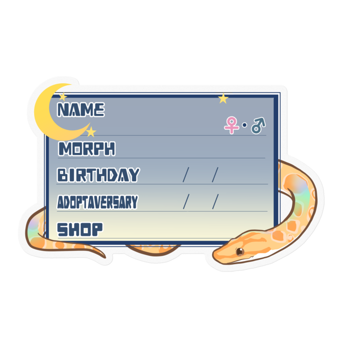 【🐍お名前ステッカー】ブラニジ(アルビノ) ‐夜(英語)