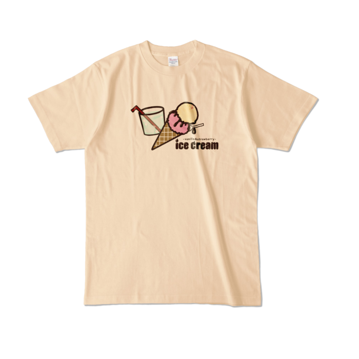 コーンアイスダブルTシャツ - L - ナチュラル (淡色)