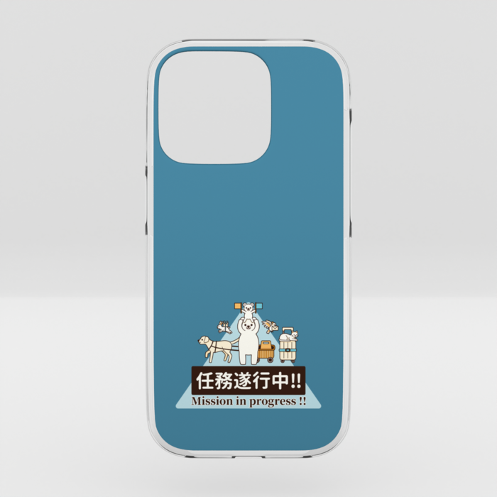 クリアiPhoneケース　くすみ青緑色　iPhone 16Pro