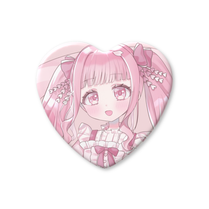 ハート缶バッジ - 52.5 × 57mm