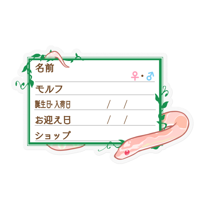 【🐍お名前ステッカー】コーンスネーク(サーモンスノー) - 蔦