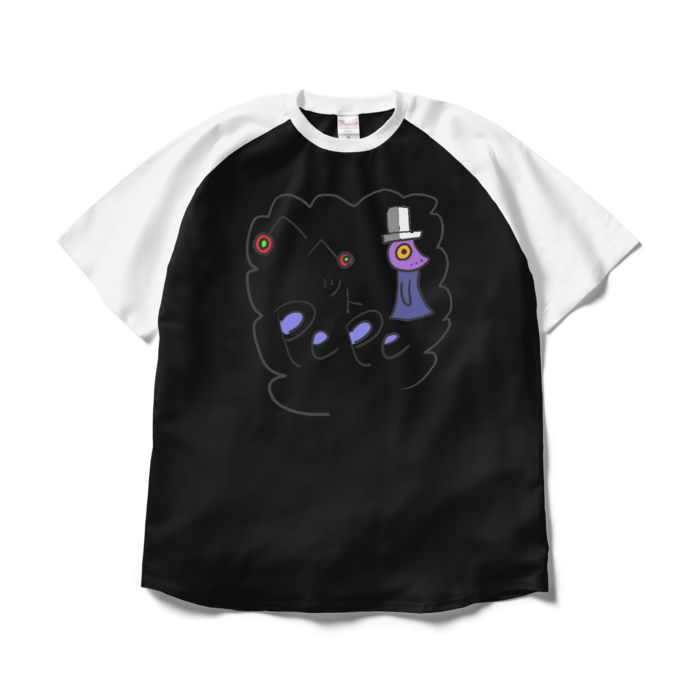 ラグランTシャツ - XL - ブラック×ホワイト