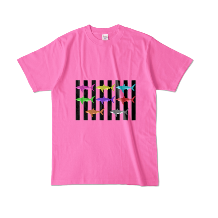 (ブラック)カラーTシャツ - L - ピンク (濃色)(5)