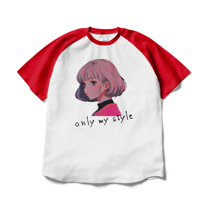 ラグランTシャツ - XL - ホワイト×レッド