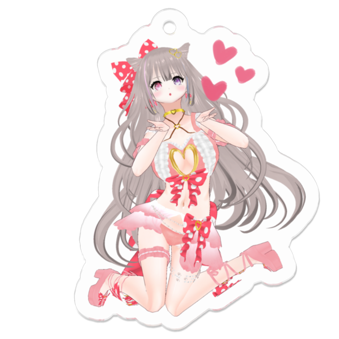 見つめながら...❤︎Pink ver.キーホルダー(通常版)(To stare♡Pink ver.keychain standard)- 50 x 50 (mm)(1)
