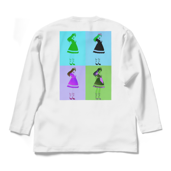 白ロングスリーブTシャツ - L - (青模様)