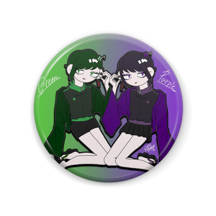 缶バッジ - 紫と黄緑