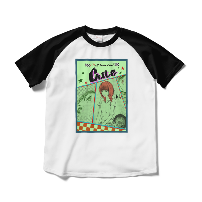 ラグランTシャツ - M - ホワイト×ブラック