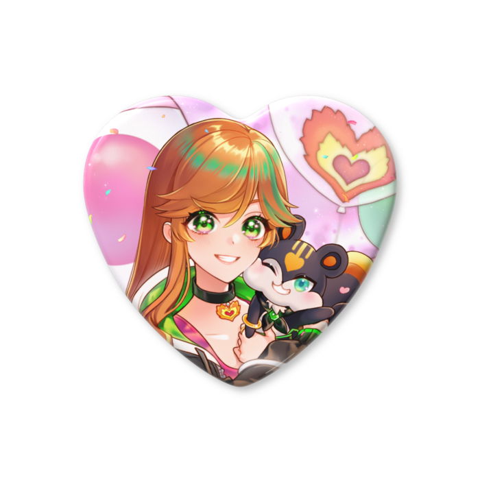 ハート缶バッジ - 57 × 52.5mm