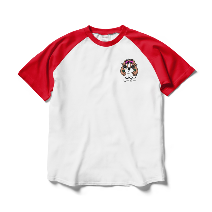 ラグランTシャツ - L - ホワイト×レッド