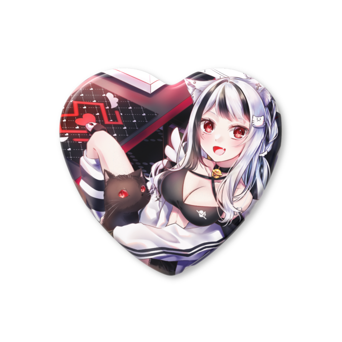 ハート缶バッジ - 57 × 52.5mm