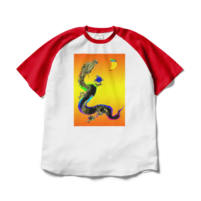 ラグランTシャツ - XL - ホワイト×レッド